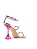 Mixed-material heeled sandal