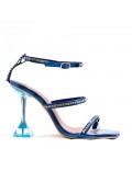 Mixed-material heeled sandal