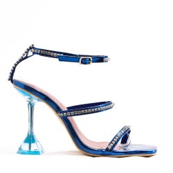 Mixed-material heeled sandal