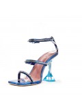 Mixed-material heeled sandal