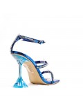 Mixed-material heeled sandal