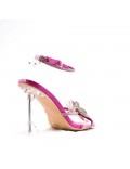 Mixed-material heeled sandal