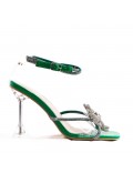 Mixed-material heeled sandal