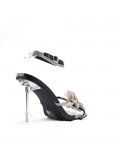 Mixed-material heeled sandal