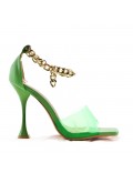 Mixed-material heeled sandal