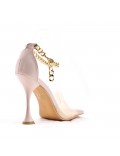 Mixed-material heeled sandal