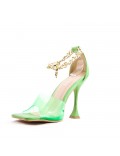 Mixed-material heeled sandal