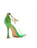 Mixed-material heeled sandal