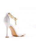 Mixed-material heeled sandal