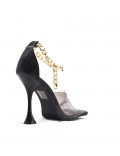 Mixed-material heeled sandal