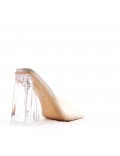 Mixed-material heeled sandal