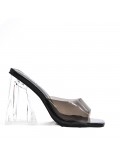 Mixed-material heeled sandal