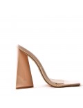 Mixed-material heeled sandal