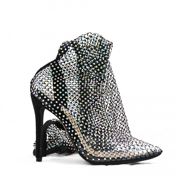 Mixed-material ankle boot