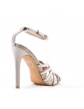 Mixed-material heeled sandal