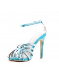 Mixed-material heeled sandal