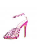 Mixed-material heeled sandal