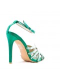 Mixed-material heeled sandal