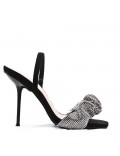 Mixed-material heeled sandal