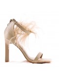 Mixed-material heeled sandal