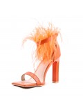 Mixed-material heeled sandal