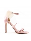 Mixed-material heeled sandal