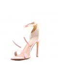 Mixed-material heeled sandal