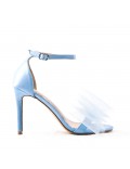 Mixed-material heeled sandal