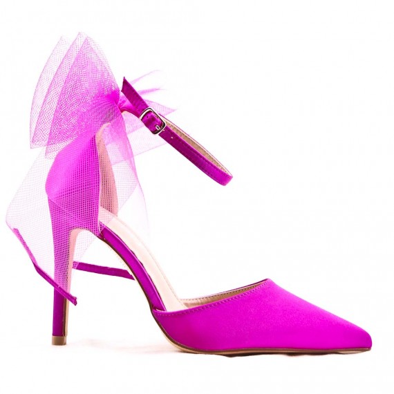 Mixed-material heeled sandal