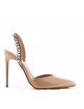 Mixed-material heeled sandal