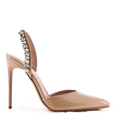 Mixed-material heeled sandal