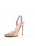 Mixed-material heeled sandal