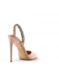 Mixed-material heeled sandal