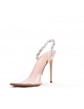 Mixed-material heeled sandal