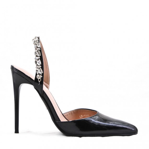 Mixed-material heeled sandal