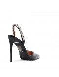 Mixed-material heeled sandal