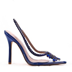 Mixed-material heeled sandal