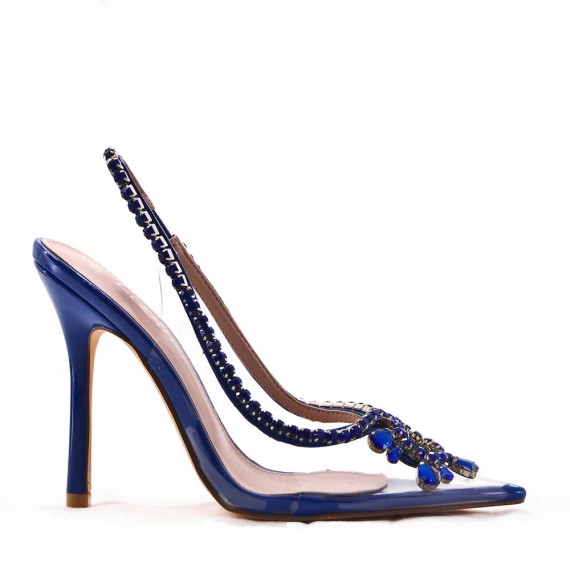 Mixed-material heeled sandal