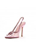 Mixed-material heeled sandal