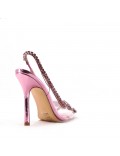 Mixed-material heeled sandal