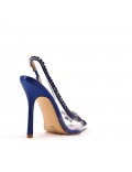 Mixed-material heeled sandal