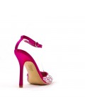 Mixed-material heeled sandal