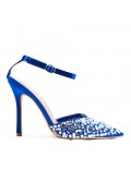 Mixed-material heeled sandal