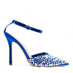 Mixed-material heeled sandal