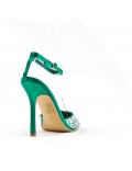 Mixed-material heeled sandal