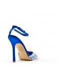 Mixed-material heeled sandal