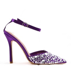 Mixed-material heeled sandal