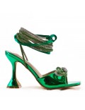 Mixed-material heeled sandal