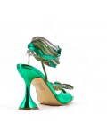 Mixed-material heeled sandal