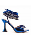 Mixed-material heeled sandal